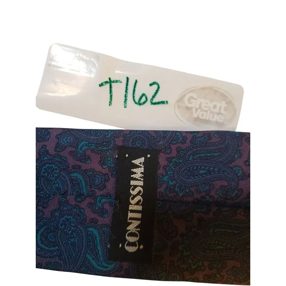 Vintage Contissima Mens Tie Necktie Luxury Purple‎ Blue Paisley Businesscore